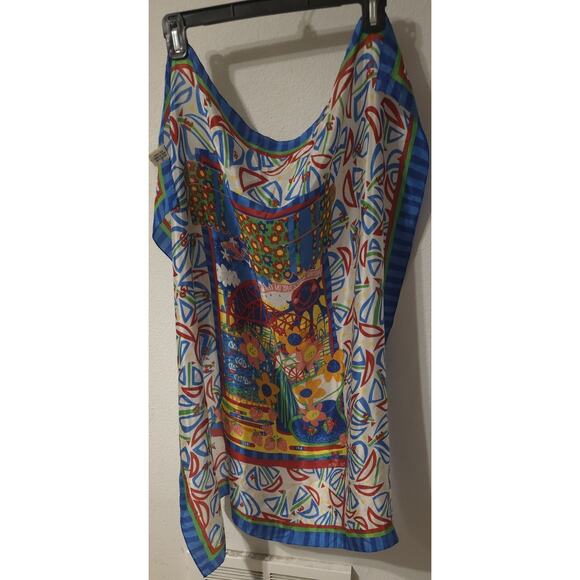 BEC PIERCE Silk Sydney Harbour Brights Scarf 78x78cm Collectors Item,HandrollHem - Picture 3 of 9